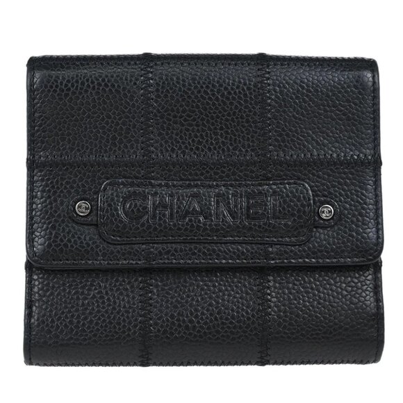 Chanel Black Calfskin Choco Bar Trifold Wallet - Picture 1 of 7